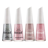Kit Esmaltes Risqué Coleção Rose Brilhante