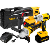 Kit Esmerilhadeira Martelete E Chave De Impacto Gorillaz Bateria 21v Carregador Bivolt