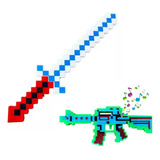 Kit Espada   Arma Minecraft Diamante Gamer Youtuber Promoção
