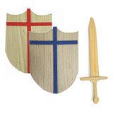 Kit Espada E Escudo De Madeira Medieval Brinquedo Waldorf
