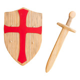 Kit Espada E Escudo De Madeira Medieval Brinquedo Waldorf