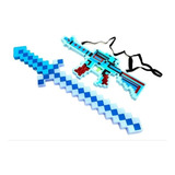 Kit Espada Minecraft E Arma Com Som E Luz De Led Infantil