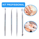 Kit Espátula Palito Desencravador Raspador De Unha Cutícula Inox Podologia Manicure Pedicure Cutelaria