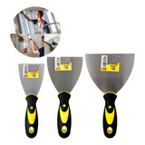 Kit Espátulas De Aço 3 Unidades Cabo Emborrachado 3 4 E 5