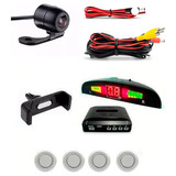 Kit Espelho Retrovisor Camera Ré Sensor Estacionamento Prata