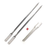 Kit Espeto Espada Lâmina 40cm E Pegador De Carnes Churrasco