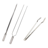 Kit Espetos Espada E Duplo 40cm Mais Pegador De Carnes Inox