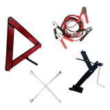 Kit Estepe Carro Macaco Triangulo Chave Roda Cabo De Chupeta Cf Automotive Cf kit01 Cor Cromada