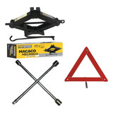 Kit Estepe Completo Macaco 1t Chave De Roda Cruz Triangulo