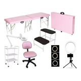 Kit Estética 03 Maca Rosa Mocho Carrinho Escada Lupa Brinde