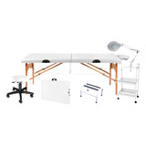 Kit Estetica Branco Maca Maleta Carrinho Escada Mocho Lupa