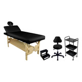 Kit Estética Maca 3 Posições Mocho Carrinho Aux Escada