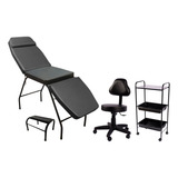 Kit Estética Maca Cadeira 3 Posições Carrinho Mocho Escada