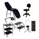 Kit Estética Maca Cadeira Lupa Carri Mocho Escada Brinde