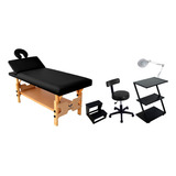 Kit Estética Maca Recli Mocho Carrinho Z Escada Lupa Salus Cor Preto