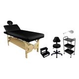 Kit Estética Maca Reclinável 5 Pç Mocho escada carrinho lupa