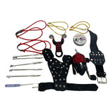 Kit Estilingue Pesca Destro Com Molinete E Dardos 12 Itens Cor Vermelho