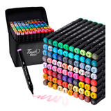 Kit Estojo Canetas Marca Texto Permanente Ponta Dupla 80 Pcs