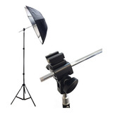 Kit Estúdio P Flash Hotshoe Sombrinha Refletora Tripé 2 M
