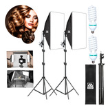 Kit Estúdio Tripé Iluminação 2 Softbox 50x70 2 Lâmpada150w