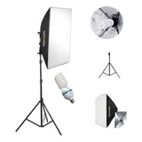 Kit Estúdio Tripé Iluminação 2mt Softbox 50x70 Lâmpada 135w 110v