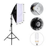 Kit Estúdio Tripé Iluminação Softbox 50x70 Lâmpada 150w