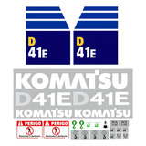 Kit Etiqueta Adesivo Faixas Compatível Trator Komatsu D41e 2 Cor Trator Esteira Komatsu D 41e