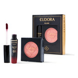 Kit Eudora Glam Blush Em Pó Batom Matte Tint Bordô Intenso