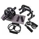 Kit Exercício Academia Em Casa Ginástica Fitness Rolo Treino Funcional Conjunto Roda Abdominal Suporte Flexão Corda Pular Hand Grip Tapete Cordões Elásticos