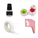 Kit Extensão De Cílios Cola Funmix Fita Removedor Pad Em Gel