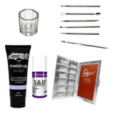 Kit Extensão Unha Polygel Molde F1 Espátula Pincel Monomer