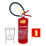 Kit Extintor 4 Kg Abc 5 Anos Suporte Piso Cromado Placa