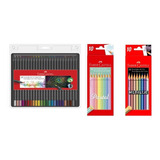 Kit Faber 24 Ecolápis Supersoft Lápis Pastel 10 Metallic