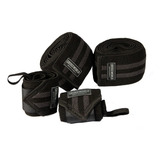 Kit Faixa Elastica Agachamento Joelheira Bandagem E Munhequeira Crossfit Lpo Top Powerlifting