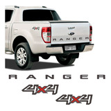 Kit Faixa Ford Ranger 2017 2018 4x4 Adesivo Grafite preto