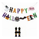 Kit Faixa Happy Halloween Varal Bandeirinha Decoração Festa Cor Multicolorido