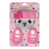 Kit Faixa Laço De Cabelo E Meia Sapatilha Rn De Bebê Menina