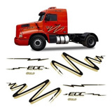 Kit Faixas Dourada Adesivo Para Caminhão Volvo Edc 1996 Gold