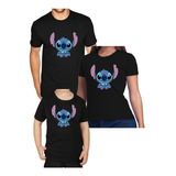 Kit Família Camiseta 3 Pçs Pai Mãe E Filho Stitch Lilo