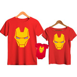 Kit Família Camiseta babylook body Homem De Ferro