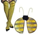 Kit Fantasia Abelhinha Luxo Festa Carnaval Cosplay Asa - Meia Calça 5-8