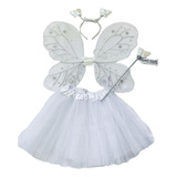 Kit Fantasia Borboleta Infantil Saia Tutu Asa Tiara Varinha
