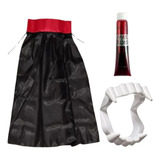 Kit Fantasia Drácula Vampiro Capa Dentinho Sangue