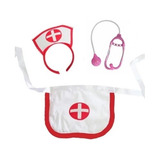Kit Fantasia Enfermeira C 3 Pçs Tiara Avental Estetoscópio