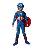 Kit Fantasia Infantil Músculos Heróis Escudo Capitão América