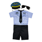 Kit Fantasia Máscara E Óculos Comandante Piloto De Avião