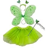 Kit Fantasia Sininho Tinkerbell Fada Fadinha Borboleta Infantil Saia Tutu Asa Tiara Varinha