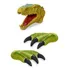 Kit Fantoche Dinossauro Tirex Marrom 3 Peça 1 Cabeça 2 Garra