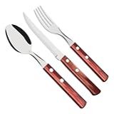 Kit Faqueiro Com Garfo Colher E Faca De Madeira Inox 36 Peças