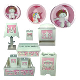 Kit Farmacinha Higiene Bebê 8pçs 3 Nichos Redondos Mdf Temas